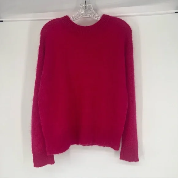 ALC Mohair Wool Blend Hot Pink Pullover Crew Neck Designer Knit Sweater XS - Picture 2 of 9